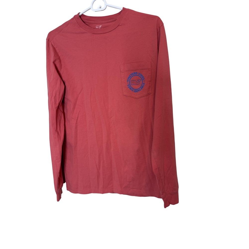 Vineyard Vines Shirt Mens XS Pink Long Sleeve Whale Logo Graphic Pocket Tee